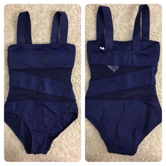 NWT DKNY 'Mesh Splice' Maillot One Piece Swimsuit 14 - Picture 2 of 4